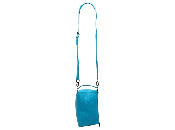 Borsa a tracolla Louis Vuitton Monogram Taurillon Triangle Blu - vista 9