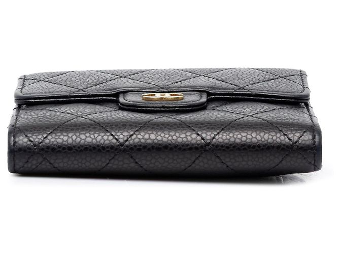 Portefeuille Trifold Chanel CC Matelassé en Caviar Noir Small Wallets - vue 3