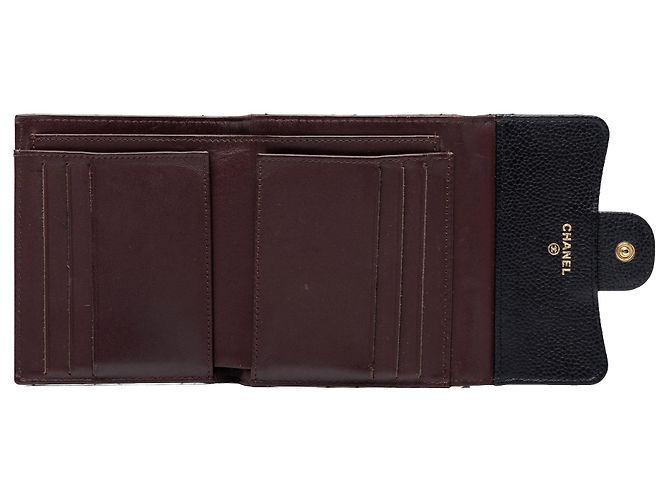 Portefeuille Trifold Chanel CC Matelassé en Caviar Noir Small Wallets - vue 4