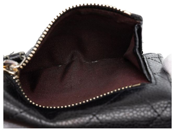 Portefeuille Trifold Chanel CC Matelassé en Caviar Noir Small Wallets - vue 6