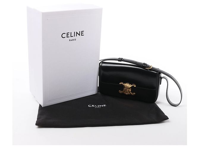 Céline Borsa a tracolla in pelle Celine Triomphe Claude in nero - vista 14