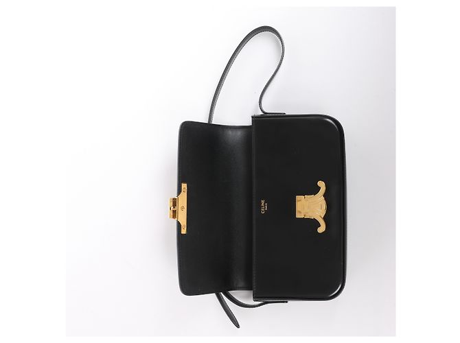 Céline Borsa a tracolla in pelle Celine Triomphe Claude in nero - vista 16