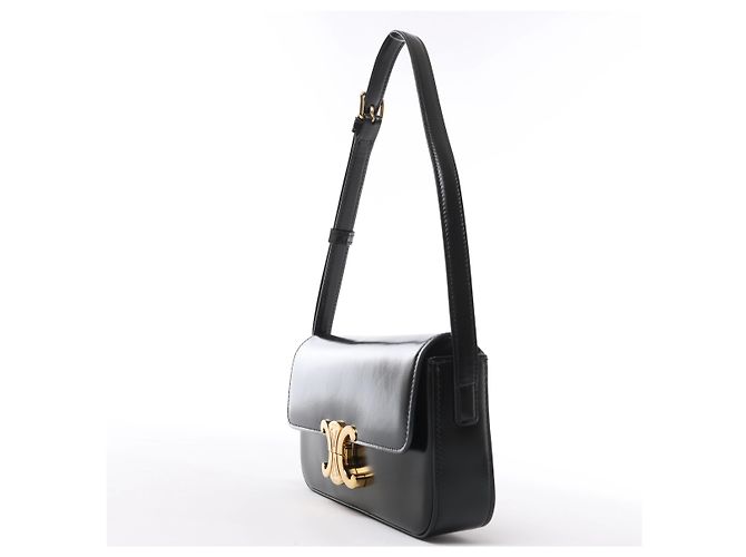 Céline Borsa a tracolla in pelle Celine Triomphe Claude in nero - vista 2