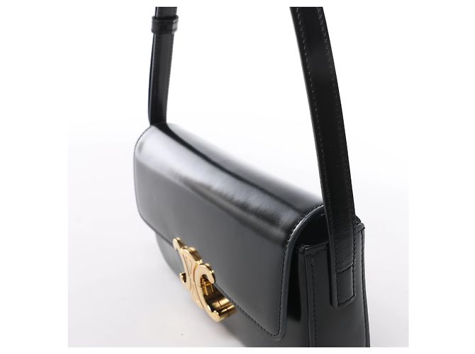 Céline Borsa a tracolla in pelle Celine Triomphe Claude in nero - vista 3