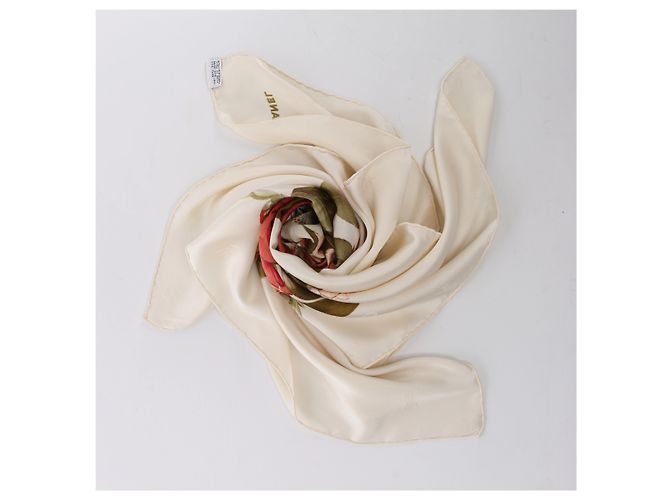 Hermès Fazzoletto di seta Chanel Vintage Camellia in Beige x Red - vista 10