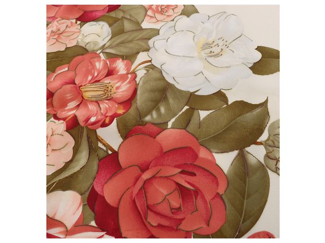 Hermès Fazzoletto di seta Chanel Vintage Camellia in Beige x Red - vista 12