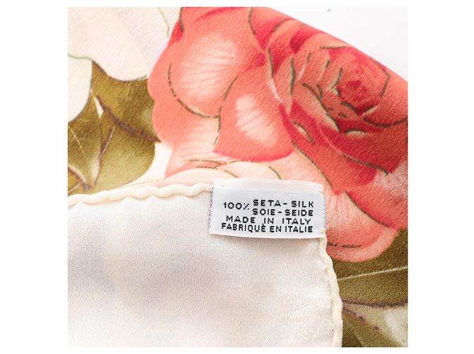 Hermès Fazzoletto di seta Chanel Vintage Camellia in Beige x Red - vista 14