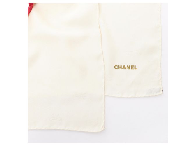 Hermès Fazzoletto di seta Chanel Vintage Camellia in Beige x Red - vista 2