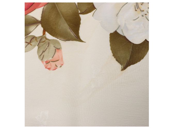 Hermès Fazzoletto di seta Chanel Vintage Camellia in Beige x Red - vista 7