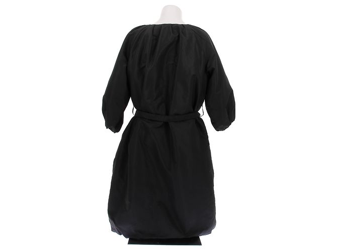 Prada Vestido de nailon negro con mangas abullonadas - vista 2