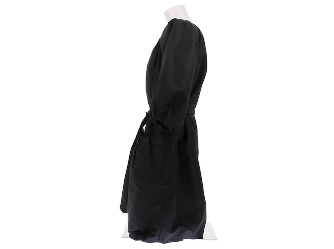 Prada Vestido de nailon negro con mangas abullonadas - vista 4