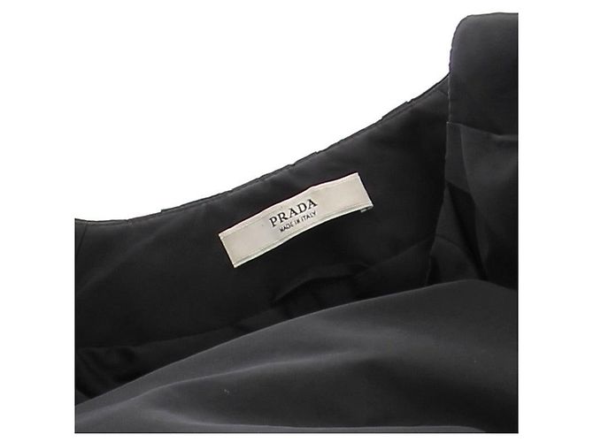 Prada Vestido de nailon negro con mangas abullonadas - vista 5