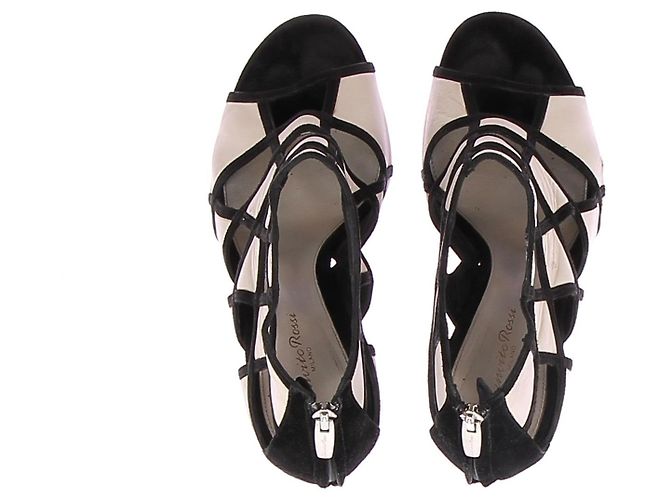 Gianvito Rossi Sandali con tacco bianco e nero - vista 4