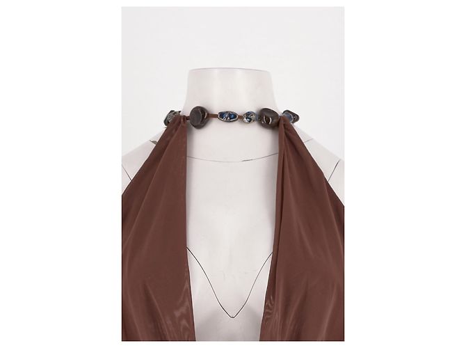 Autre Marque MESHKI Maxikleid braun mit tiefem Ausschnitt - Ansicht 5