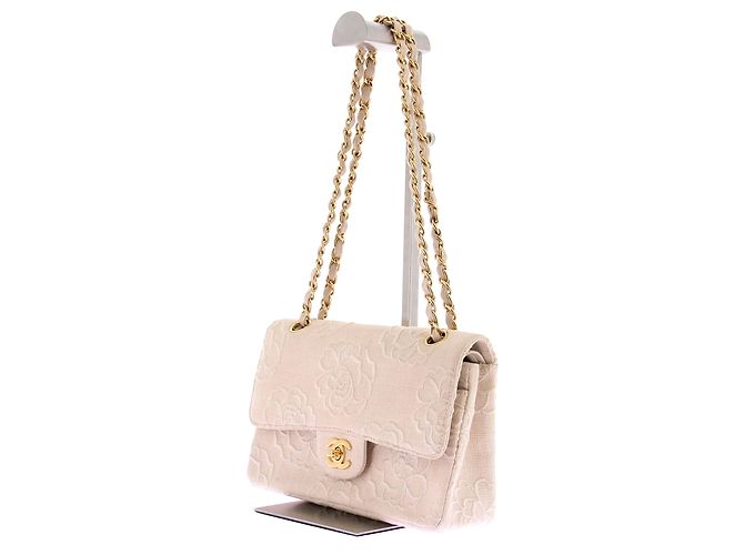 Borsa a mano Chanel in tessuto beige - vista 3