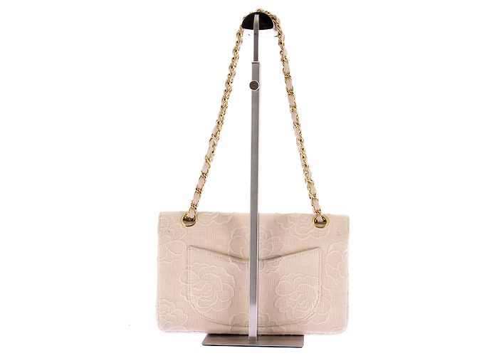 Borsa a mano Chanel in tessuto beige - vista 4