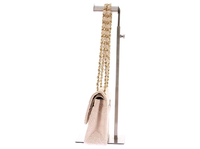 Borsa a mano Chanel in tessuto beige - vista 5