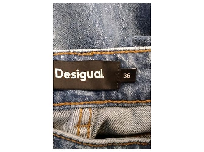 Vaqueros Desigual azules de algodón con parches de mariposas y bordados - vista 5
