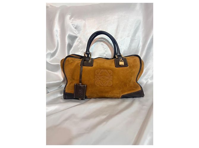 Borsa Loewe Amazona in camoscio e pelle marrone - vista 5