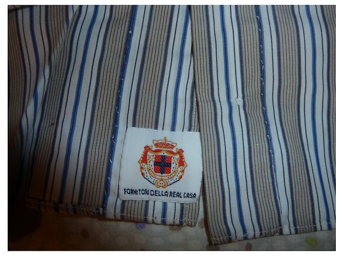 Autre Marque Luigi Borrelli Camicia a righe in cotone blu e marrone 43 - vista 6