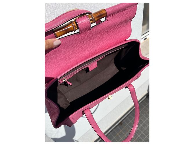 Borsa a tracolla Gucci Bamboo Bullet rosa - vista 10