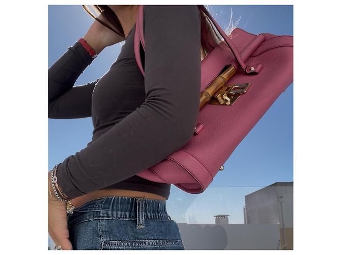 Borsa a tracolla Gucci Bamboo Bullet rosa - vista 4
