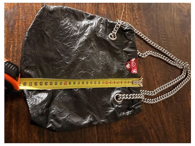 Borsa Balenciaga Crush Small Tote nera e rossa I ♥ U - vista 6