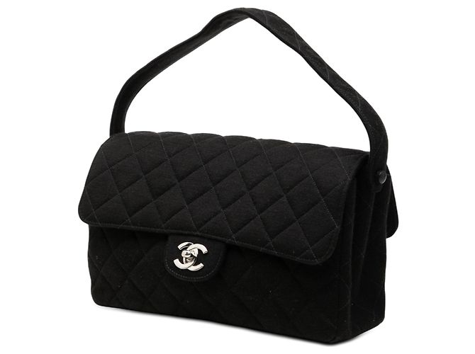 Chanel Black CC Quilted Jersey Double Sided Flap - vista 2
