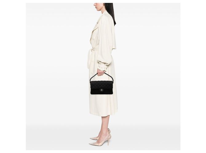 Chanel Black CC Quilted Jersey Double Sided Flap - vista 7