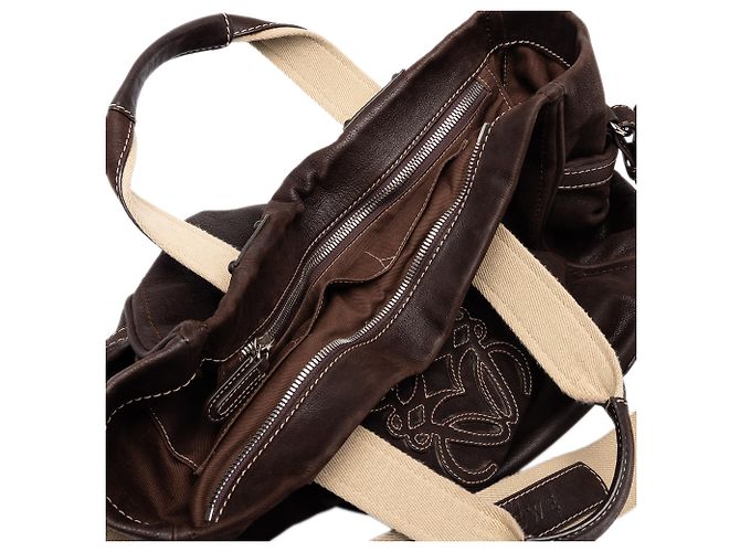 Borsa Satchel Anagram LOEWE in nubuck marrone - vista 6