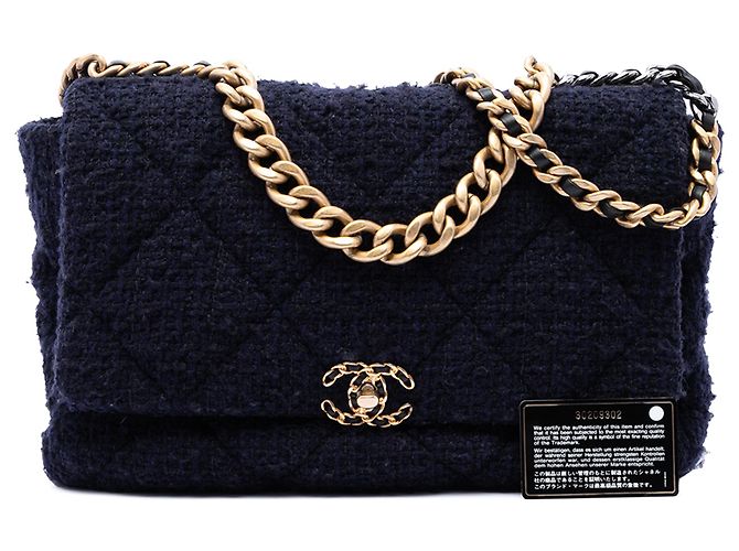 Chanel Blue Maxi Tweed 19 Flap - vista 6