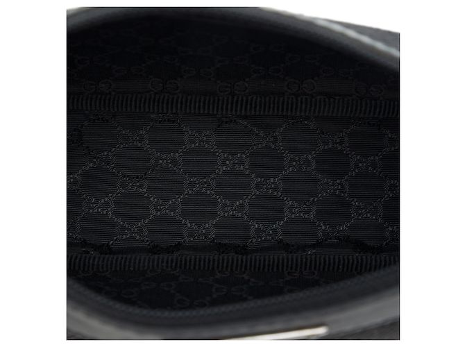 Borsa a tracolla Gucci in denim nero con banda Web - vista 4
