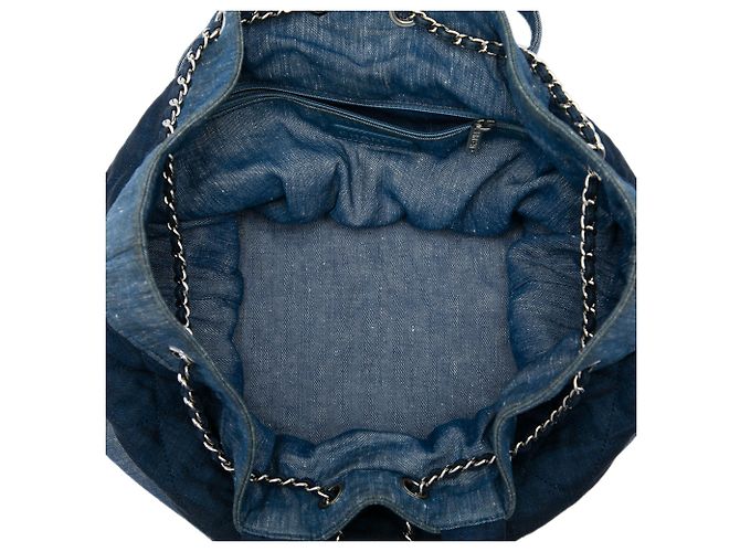 Zaino Chanel Blue Quilted Denim Medallion - vista 4