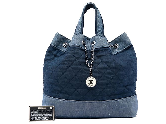 Zaino Chanel Blue Quilted Denim Medallion - vista 6