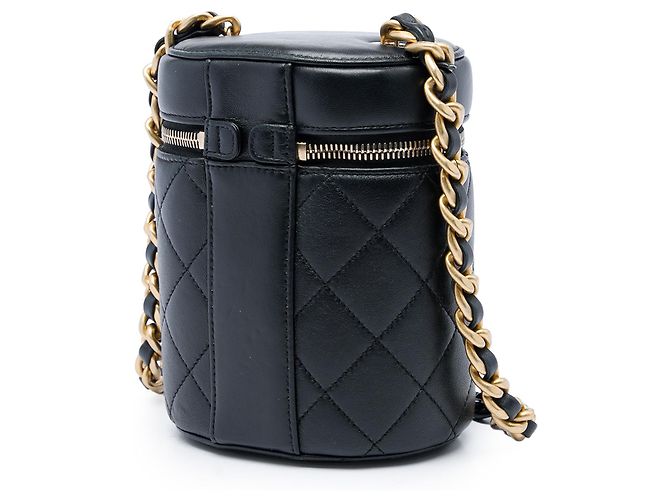 Chanel Mini Vanity Case Verticale in Lambskin Matelassé Nero CC - vista 2