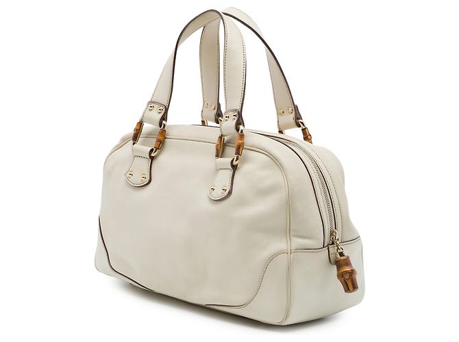 Bamboo Borsa Gucci in pelle di vitello bianca con bambù - vista 2