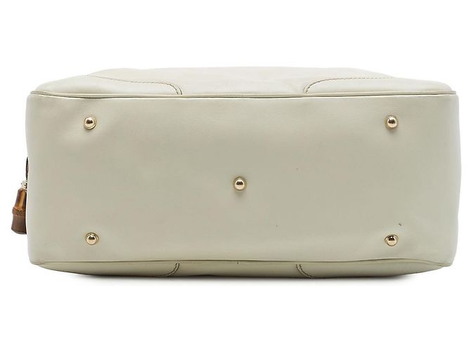 Bamboo Borsa Gucci in pelle di vitello bianca con bambù - vista 3