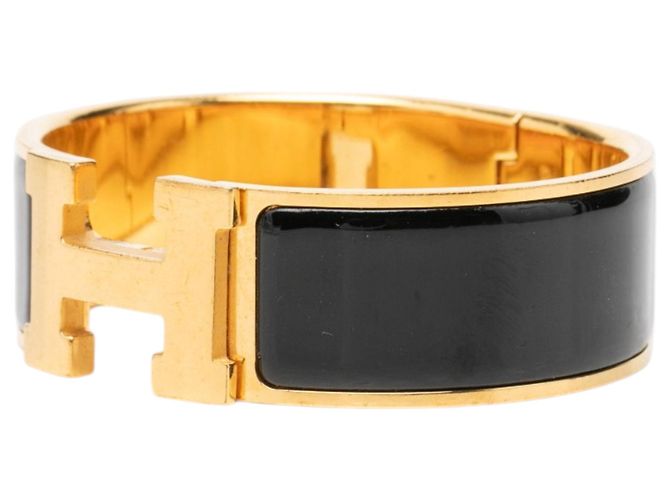 Bracciale Hermès Clic Clac H PM Largo in Smalto Nero - vista 2