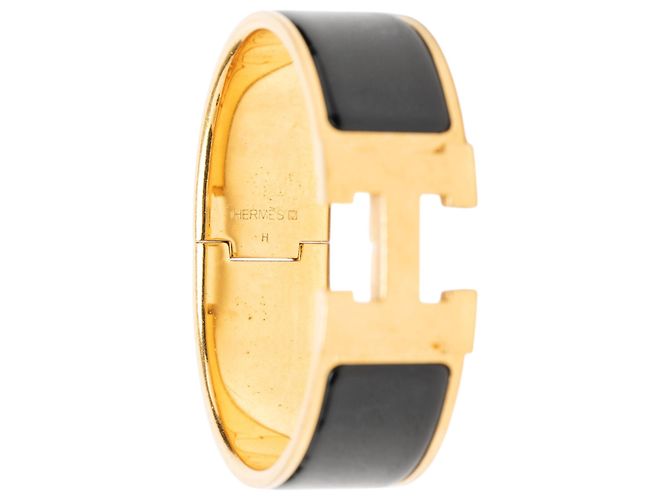 Bracciale Hermès Clic Clac H PM Largo in Smalto Nero - vista 4