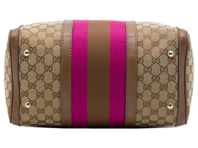 Borsa Boston Gucci Beige Medium GG Canvas Web Joy - vista 3