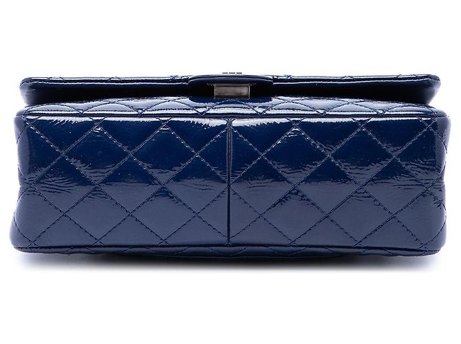 Chanel Blue Quilted Crinkled Patent Reissue 2.55 Double Flap 226 - vista 3