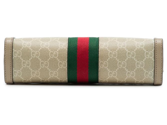 Gucci Borsa a tracolla con catena Ophidia Small GG Supreme Web Marrone - vista 3