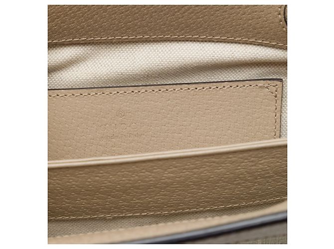 Gucci Borsa a tracolla con catena Ophidia Small GG Supreme Web Marrone - vista 5