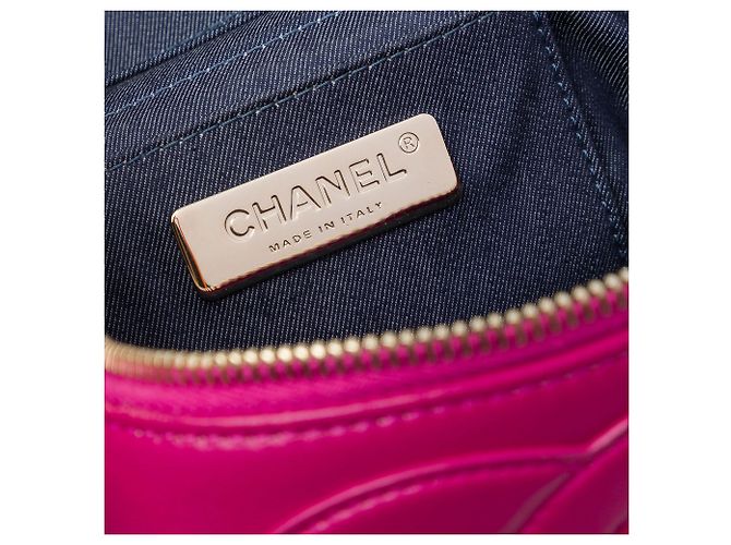 Vanity Necessaire Chanel CC Mania in pelle d'agnello rosa - vista 5