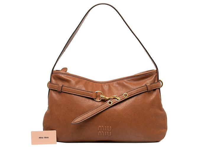Borsa a tracolla Miu Miu Aventure Large in nappa marrone - vista 6