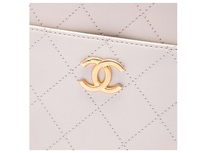 Borsa Camera Chanel in vitello marrone con cuciture in grosgrain e bottone - vista 5