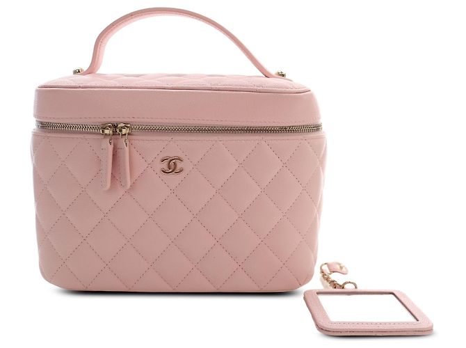 Necessaire Chanel Pink CC Quilted Caviar Vanity Case - vista 6