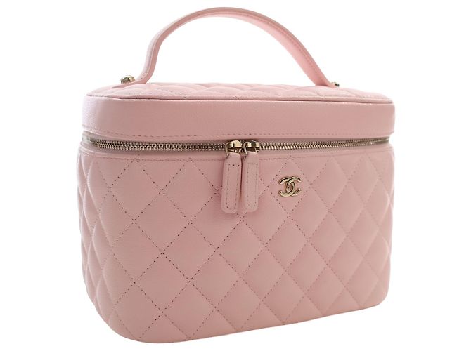 Necessaire Chanel Pink CC Quilted Caviar Vanity Case - vista 7