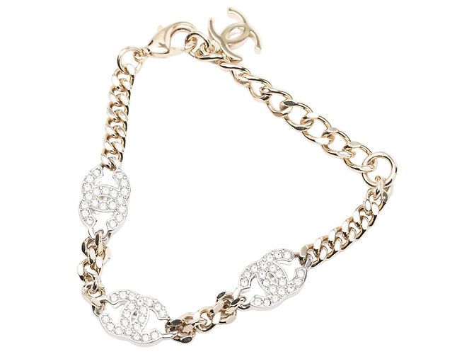 Bracciale a catena Chanel Gold CC placcato oro e ottone Strass - vista 2