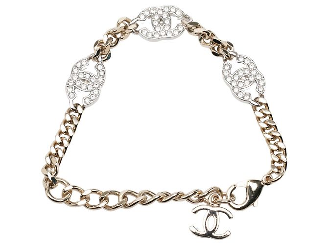 Bracciale a catena Chanel Gold CC placcato oro e ottone Strass - vista 3